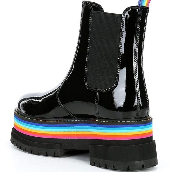 Kurt Geiger London, Lug Sole Rainbow Platform Combat Boots - Picture 3 of 6